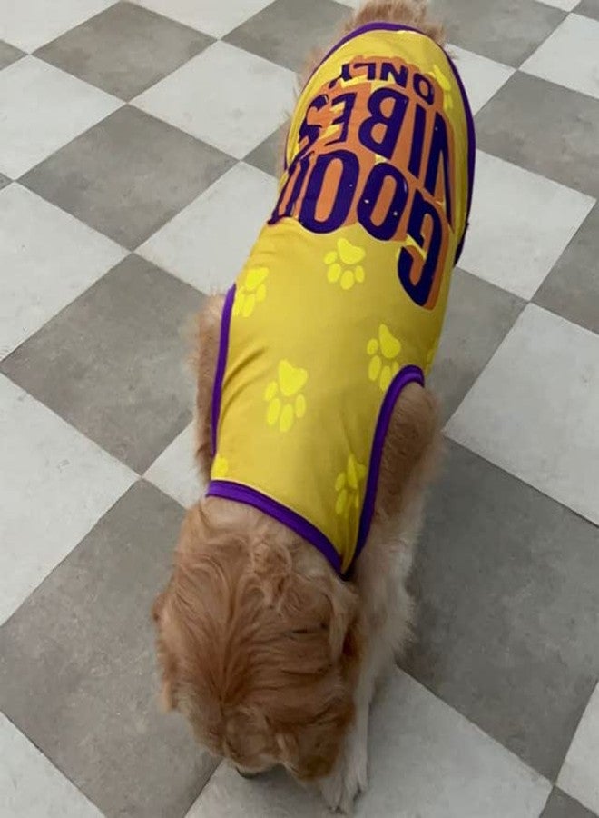 Lulala Pets Pet Clothes Dress Summer Printed t Shirt for pet Apparel for Pet Cat and Puppies (28INCH, Musturd) - Image 3
